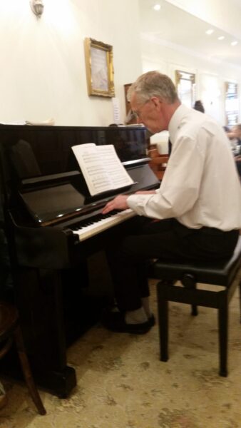 Harriet's Cafe tearoom piano