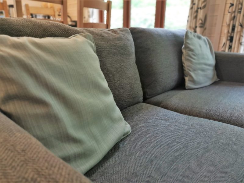 Kelling Heath 2 bedroom woodland lodge sofa