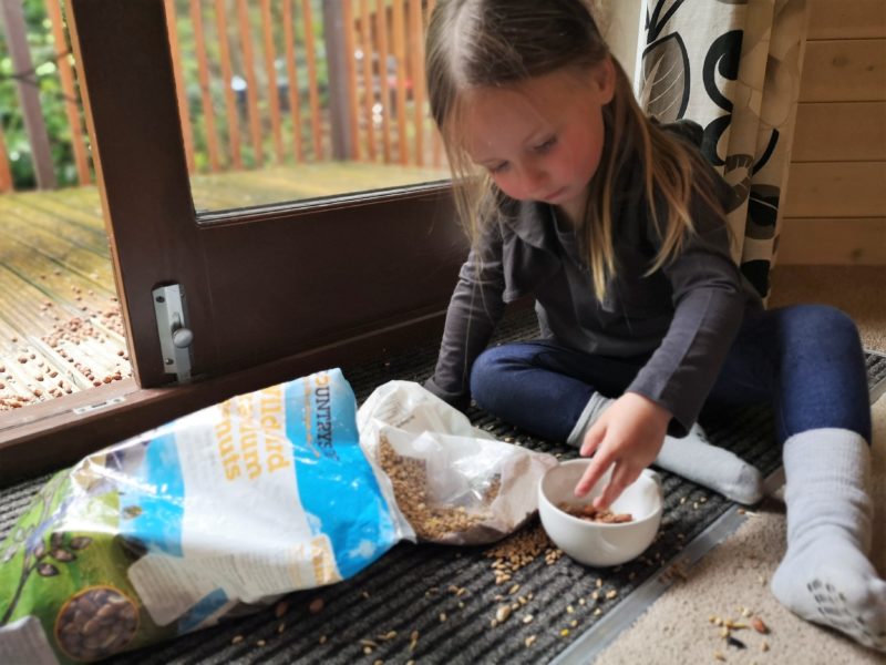 Erin feeding the squirrels