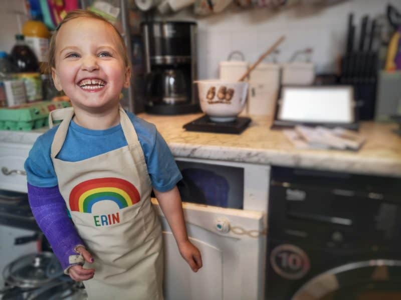 Sparks & Daughters personalised rainbow apron set