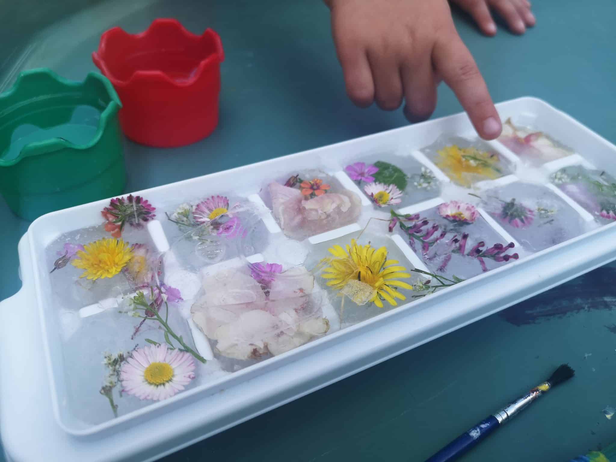 Frozen Flowers Sensory Ice Play