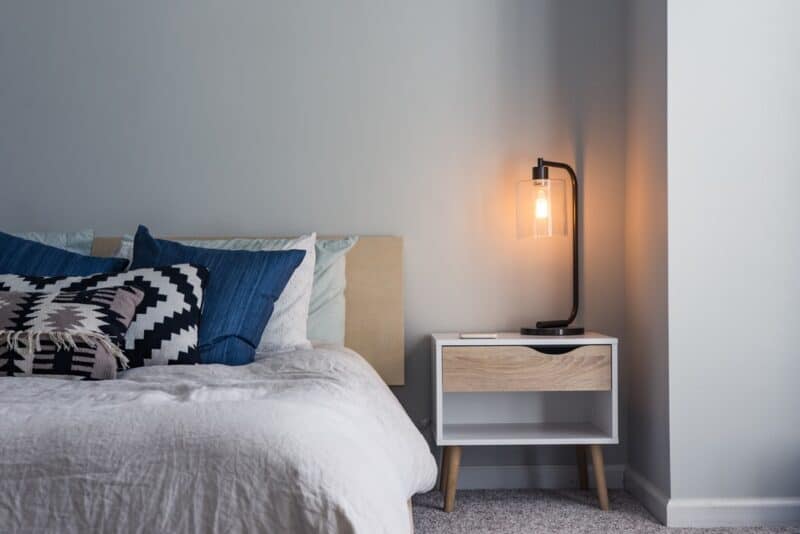 Bed and bedside table