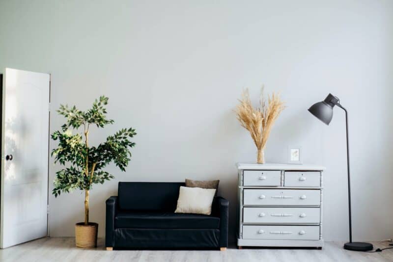 Living room with blank wall