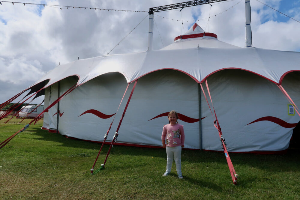 Erin outside circus tent