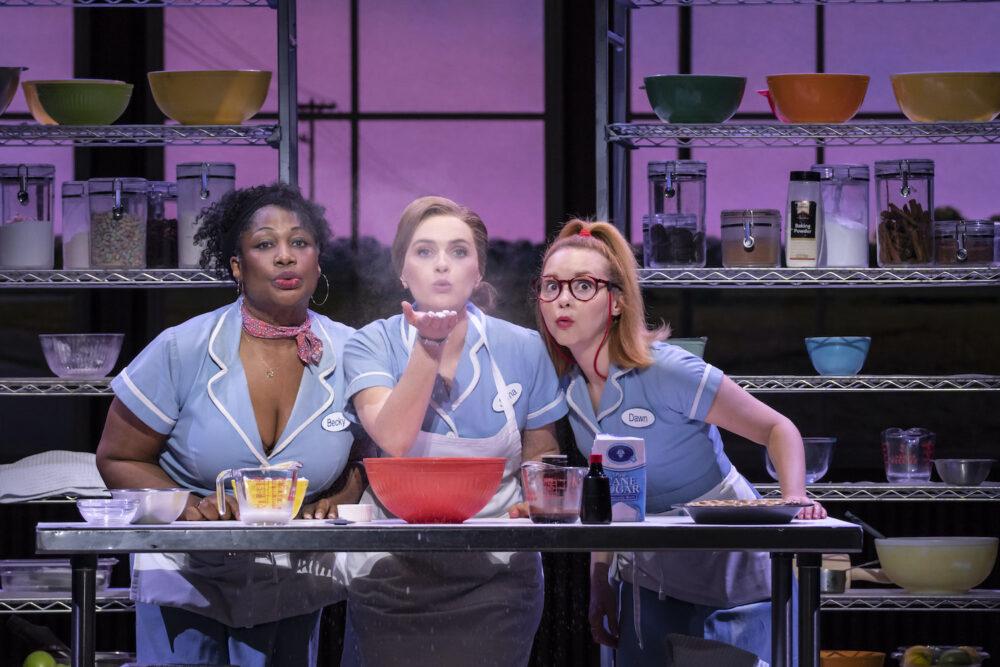 20. WAITRESS. Wendy Mae Brown 'Becky', Chelsea Halfpenny 'Jenna' and Evelyn Hoskins 'Dawn'. Photo Johan Persson
