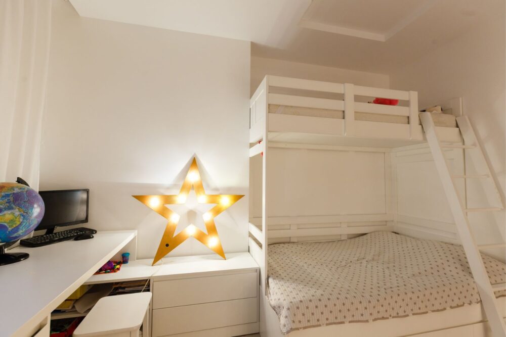 Modern interior of a shared kids bedroom