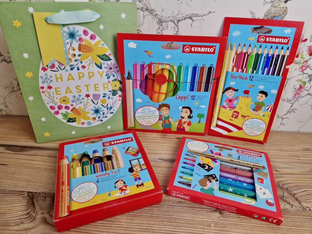 STABILO pen and pencil sets with a Happy Easter card