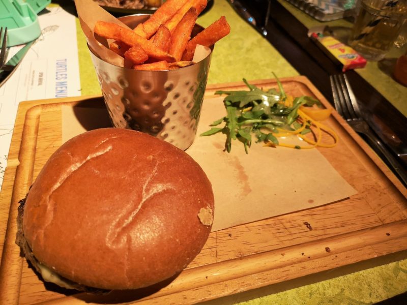 Turtle Bay Street Burger with Sweet Potato Fries